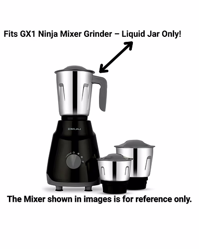 Bajaj Original 1.2 Litre Liquid Jar Assembly for GX1 Black Ninja Series Mixer Grinder | Genuine Stainless Steel Spare Jar | Compatible with GX1 Black Ninja MG &amp; Similar Models-3