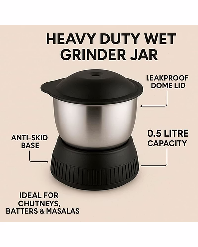 Bajaj Mixer Grinder Food Processor Chutney Jar – 500 ml | Compatible with FX 1000 NEW &amp; Icon DLX Models-1