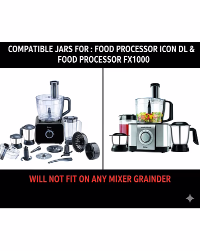 Bajaj Mixer Grinder Food Processor Chutney Jar – 500 ml | Compatible with FX 1000 NEW &amp; Icon DLX Models-2