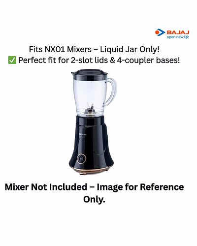 Bajaj Original 1L Liquidising Juicer Jar for NX01 MG 300W Mixer Grinder | Genuine ABS Plastic Replacement with Handle, Lid, 4 Teeth &amp; 2-Slot Blade | Compatible with NX01-1