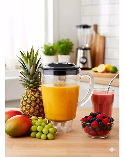 Bajaj Original 1L Liquidising Juicer Jar for NX01 MG 300W Mixer Grinder | Genuine ABS Plastic Replacement with Handle, Lid, 4 Teeth &amp; 2-Slot Blade | Compatible with NX01-2