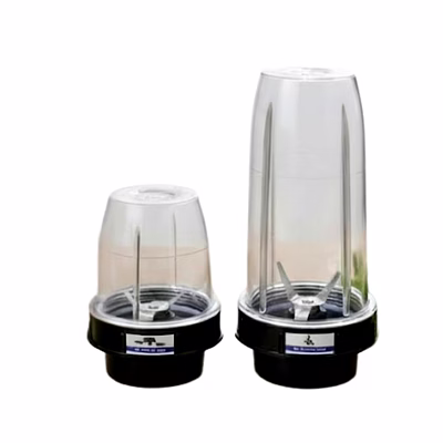 bajaj original mixer juicer jar set – 300ml & 600ml | 2-piece replacement jars with universal 4-teeth coupler, 2-slot design | compatible with nx01-300watt mixer grinder