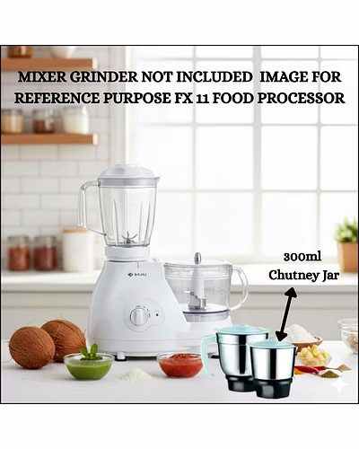 Bajaj Original 300 ml Chutney Jar Assembly for FX11 Food Processor | Genuine Stainless Steel Spare Jar | Compatible with FX11 &amp; Similar Models-3