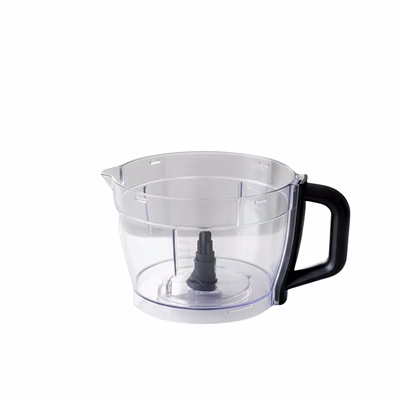 bajaj original food processor bowl, clear with black handle, abs plastic, compatible with fx1000 new & icon dlx food processor models