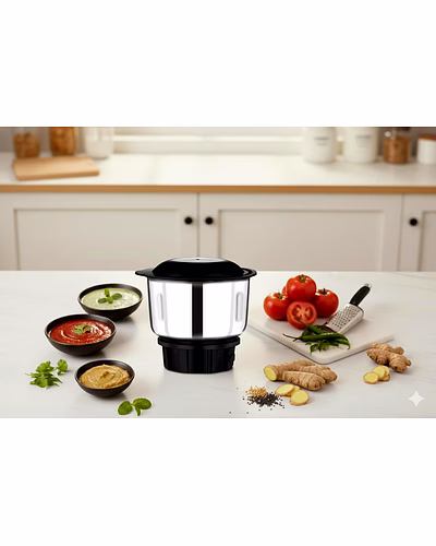 Bajaj 400ml Chutney Jar Assembly for MR Tetragrind 750W Mixer Grinder, Stainless Steel, Black, Compatible with Classic 750W Model-1