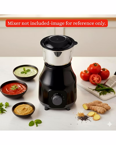 Bajaj 400ml Chutney Jar Assembly for MR Tetragrind 750W Mixer Grinder, Stainless Steel, Black, Compatible with Classic 750W Model-2