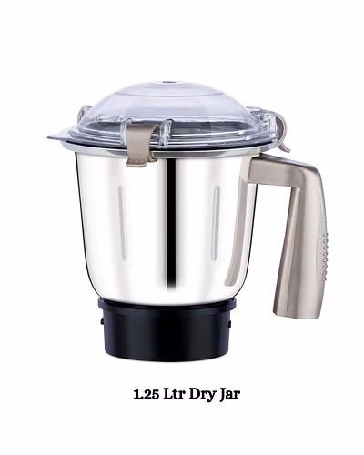 Bajaj Original 1.25L Dry Jar Assembly for Herculo MG 1000 Mixer Grinder | Genuine Replacement Stainless Steel Jar with Handle &amp; Lid | Compatible with Bajaj Herculo MG &amp; Similar Models-1