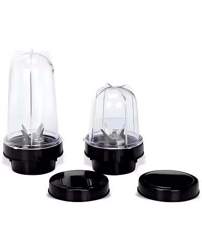 Mexican 2-Piece Bullet Mixer Juicer Jar Set | 300ml &amp; 500ml Capacity | Universal 4-Teeth, 2-Slot Compatible | Suitable for Bajaj GX, Rex, Classic &amp; Popular Mixer Grinder Models (500W–750W) – Black-MEX-MIX2JARS