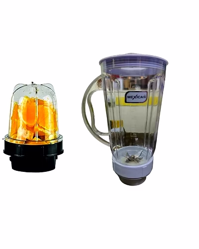 MEXICAN Set of 2 Juicer Jar ABS Plastic Capacity Mixer Juicer Jar (2500ML,300ML)-Color Beige Black-SH-SB25