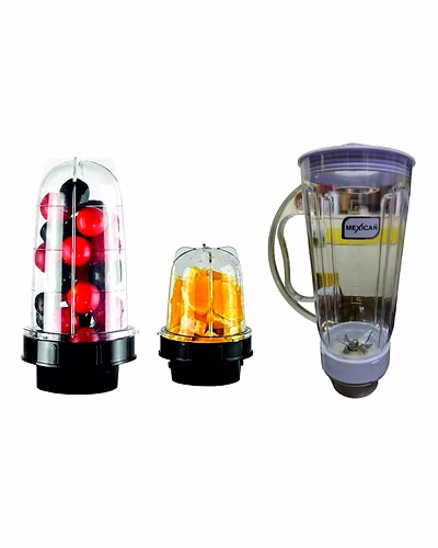 MEXICAN Set of 3 Juicer Jar ABS Plastic Capacity Mixer Juicer Jar (2500ML,300ML,500 ml)-Color Blue Black-SH-25BB