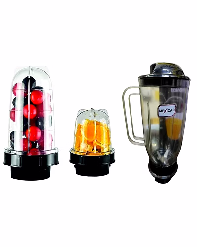 Mexican Set of 3 Juicer Jar ABS Plastic Capacity Mixer Juicer Jar (1500ML,300ML,500 ml)-Black-SH-SI44-DSAX