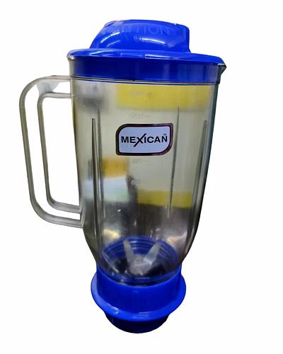 MEXICAN Unbreakable Transparent ABS Plastic Without Filter Blue Mixer Juicer Jar (1500 ml,Blue) Universal 4-Teeth Coupler, 2-Slot Compatible-SH-FWFU-KTA3
