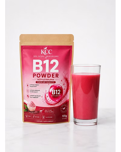 KCC B12 Powder 100g | Methylcobalamin Vitamin B12 Supplement Powder | Easy to Mix Water Soluble Formula-kk-b1201