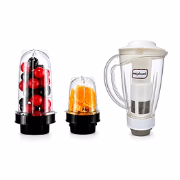 mexican juicer jar set of 3 (1500ml, 500ml & 300ml) | abs plastic mixer jars | beige & black