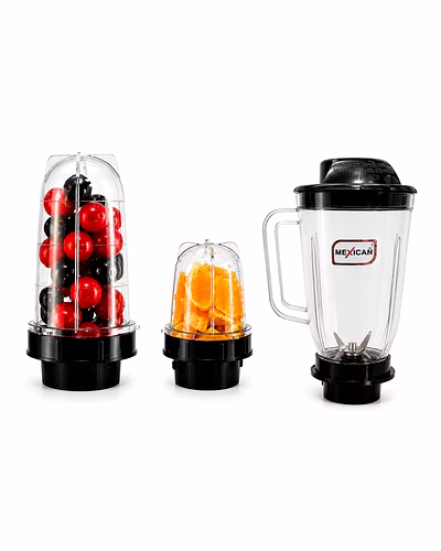Mexican Juicer Jar Set of 3 (1500ml, 500ml &amp; 300ml) | ABS Plastic Mixer Jars | Black Color-SH-SI44-DSAX