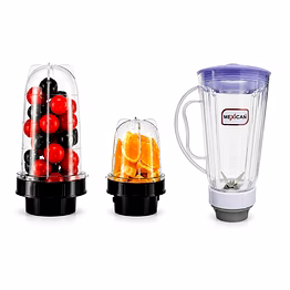 mexican juicer jar set of 3 (2500ml, 500ml & 300ml) | abs plastic mixer jars | blue & black color