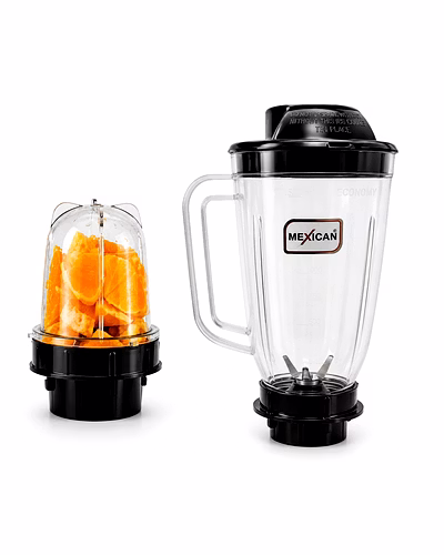 Mexican Juicer Jar Set of 2 (1500ml &amp; 300ml) | ABS Plastic Mixer Jars | Black Color-SH-SB15B