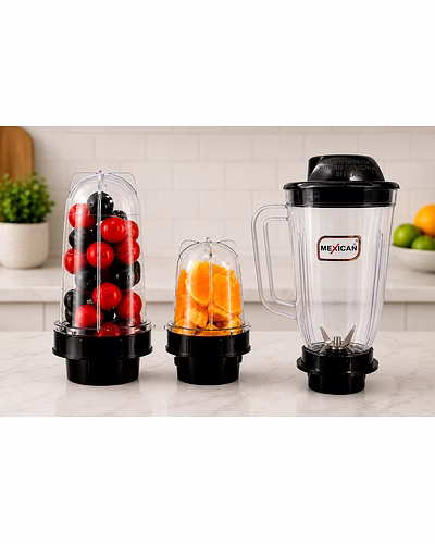 Mexican Juicer Jar Set of 3 (1500ml, 500ml &amp; 300ml) | ABS Plastic Mixer Jars | Black Color-1
