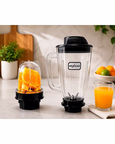 Mexican Juicer Jar Set of 2 (1500ml &amp; 300ml) | ABS Plastic Mixer Jars | Black Color-1