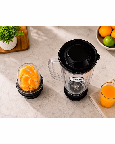 Mexican Juicer Jar Set of 2 (1500ml &amp; 300ml) | ABS Plastic Mixer Jars | Black Color-2