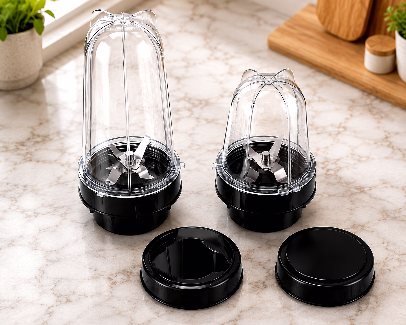 Mexican Mixer Juicer Jar Set 2pc (300ml & 500ml) | Universal 4-Teeth Coupler | 2-Slot Compatible image 3