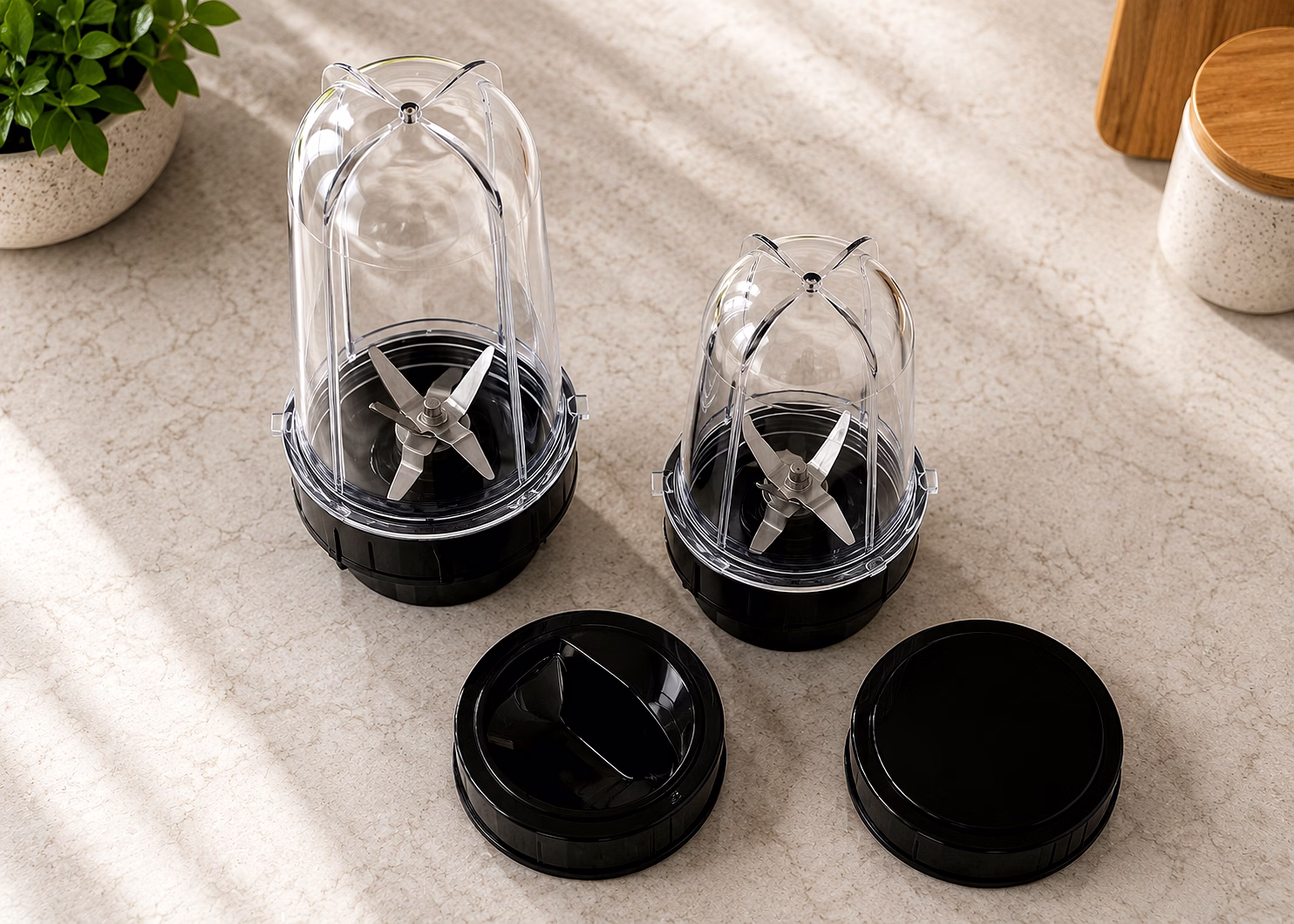 Mexican Bullet Mixer Juicer Jar Set 2pc (300ml & 500ml) | Compatible with Bajaj GX, Rex, Classic & Popular Models | Black image 3