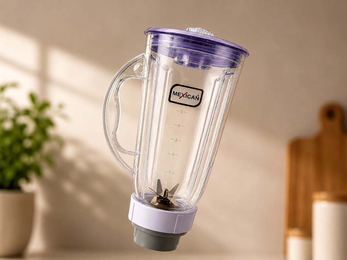 Mexican Mixer Juicer Jar 2.5L | Transparent ABS Plastic | Universal 4-Teeth Coupler | 2-Slot Compatible image 3