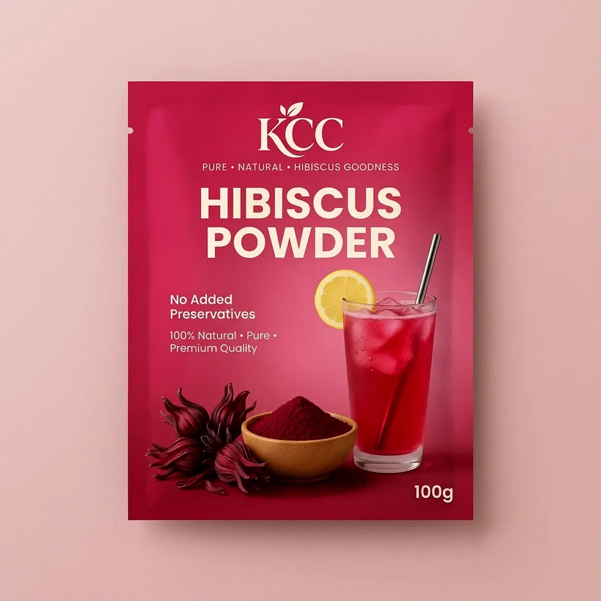 KCC Hibiscus Powder 100g | 100% Natural Hibiscus Flower Powder | No Added Preservatives | Premium Herbal Powder for Hair & Skin Care image 2