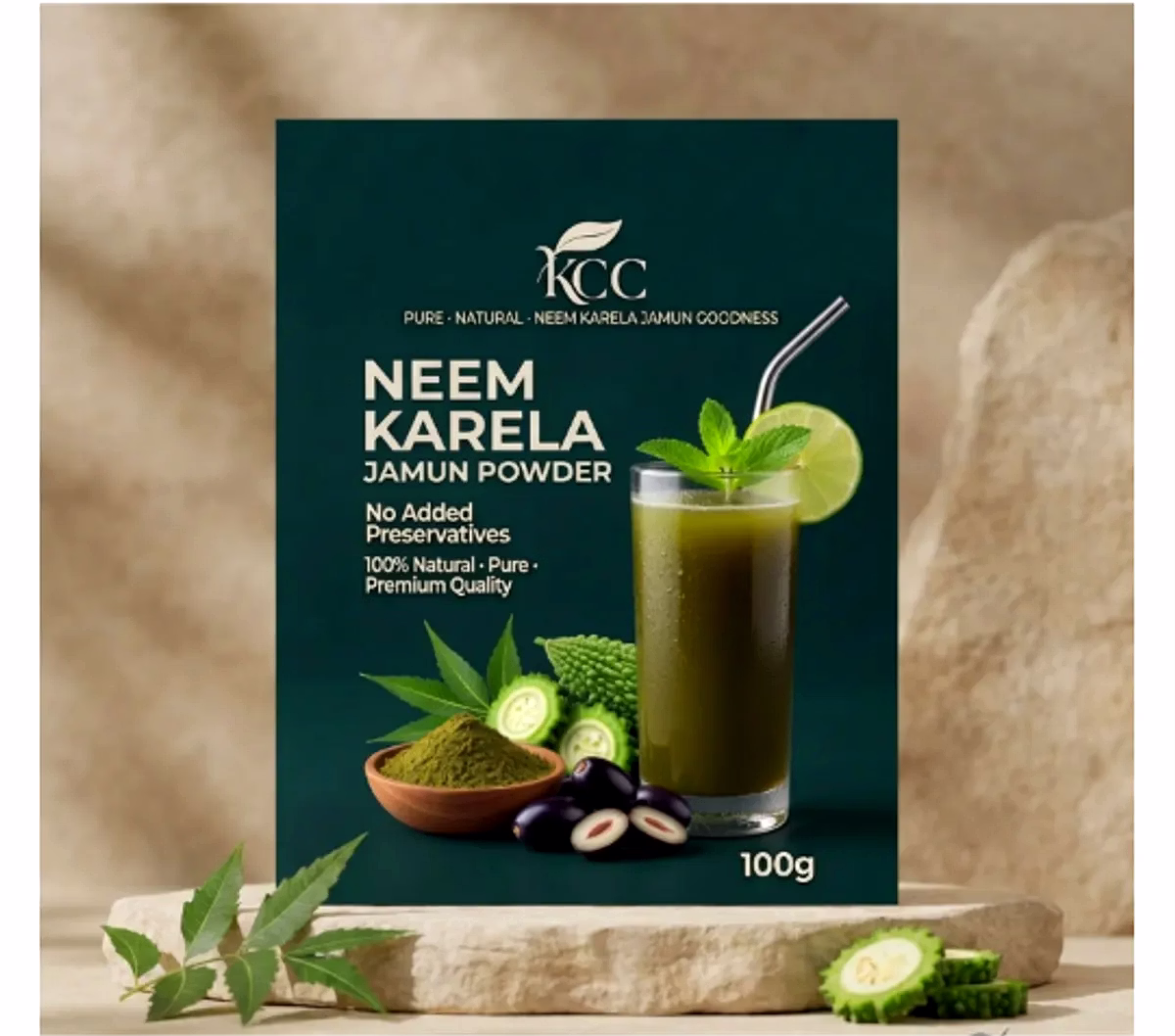 KCC Neem Karela Jamun Powder 100g | Natural Herbal Blend | No Added Preservatives | Premium Ayurvedic Wellness Powder image 3
