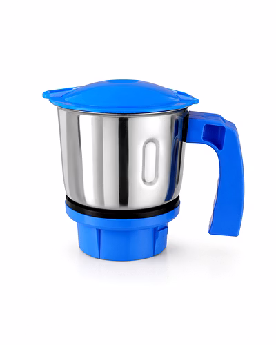 Preethi Leaf Multi Compatible Chutney Jar | 0.4 Litre Stainless Steel Mixer Grinder Jar with Blue Handle &amp; Lid | Suitable for Preethi Leaf Multi Mixer Grinder Models-pt13-01