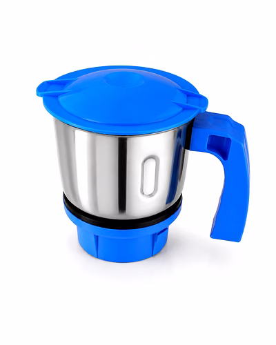 Preethi Leaf Multi Compatible Chutney Jar | 0.4 Litre Stainless Steel Mixer Grinder Jar with Blue Handle &amp; Lid | Suitable for Preethi Leaf Multi Mixer Grinder Models-1