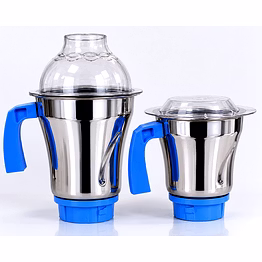 preethi leaf jar set (1 litre dry + 1.5 litre wet) | stainless steel mixer grinder jar combo | wet grinding jar & dry grinding jar | compatible with preethi blue leaf, blue leaf gold, blue leaf platinum, popular, chef pro & similar models