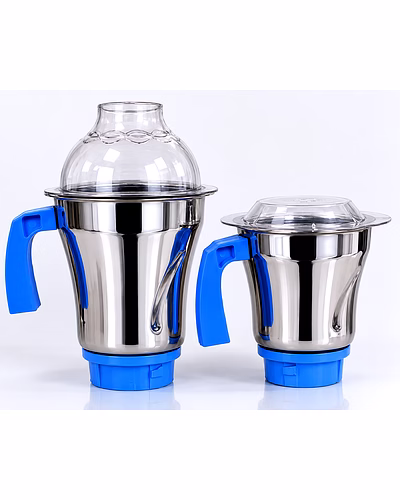 Preethi Leaf Jar Set (Dry + Wet) | Stainless Steel Mixer Grinder Jar Combo | Wet Grinding Jar &amp; Dry Grinding Jar | Compatible with Preethi Blue Leaf, Blue Leaf Gold, Blue Leaf Platinum, Popular, Chef Pro &amp; Similar Models-pt16-01