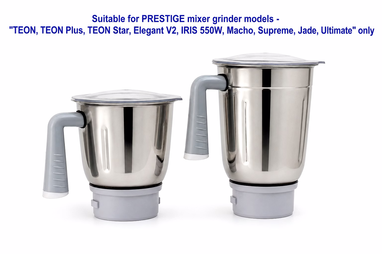 Prestige Teon Jar Set (Dry + Wet) | Stainless Steel Mixer Grinder Jar Combo | 1 L Dry Grinding Jar & 1.5 L Wet Grinding Jar | Compatible with Prestige Teon, Teon Plus & Teon Star Mixer Grinder Models image 2