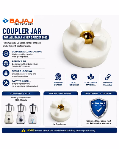 Bajaj Original Mixer Grinder Jar Coupler Pack of 2 | Compatible with Bajaj &amp; MR Mixer Grinders | Heavy Brass Insert-3
