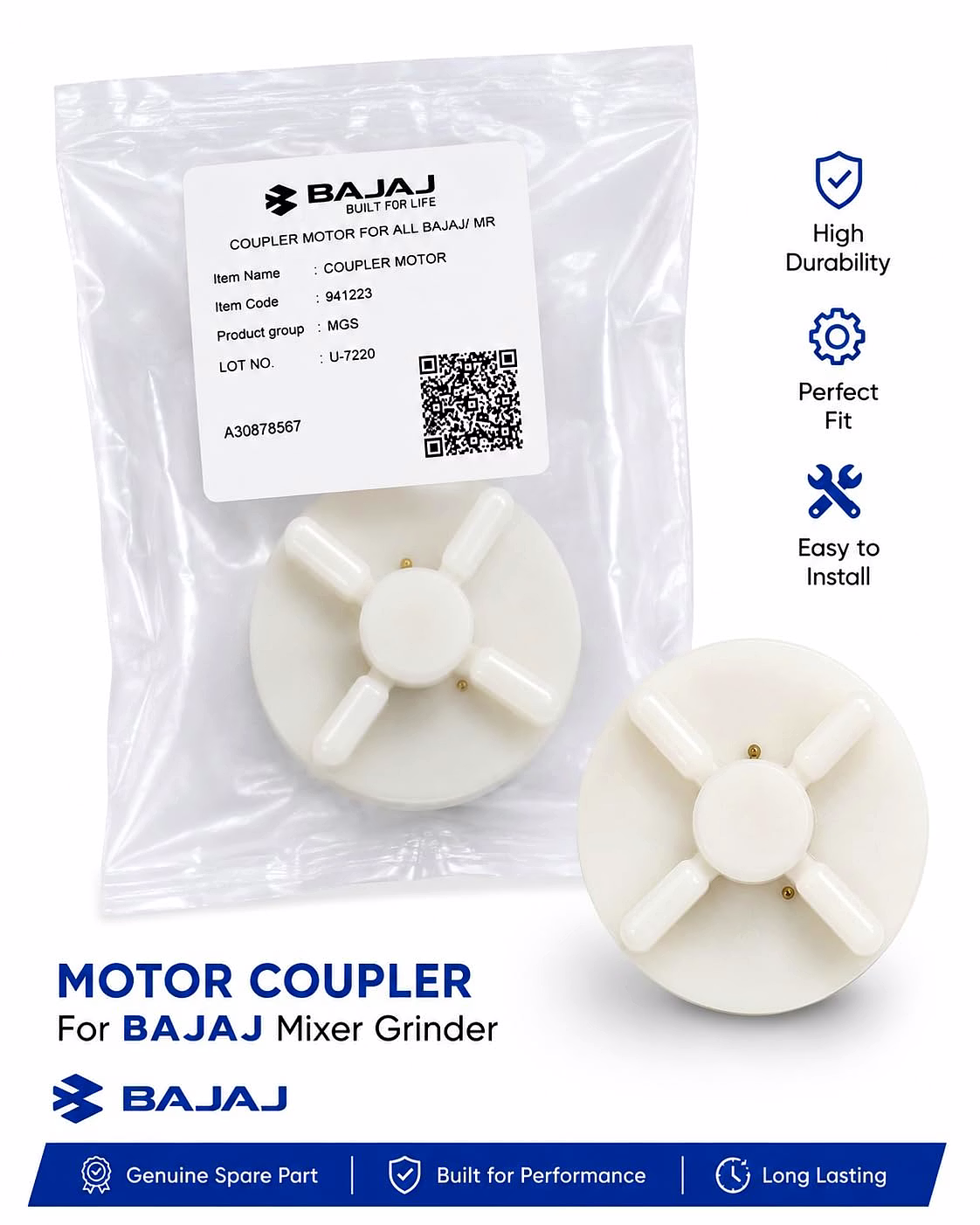 Bajaj Original Motor Coupler Pack of 2 | Compatible with Bajaj & Morphy Richards Mixer Grinders | Genuine Replacement Spare Part image 3