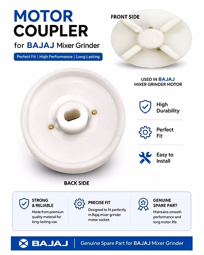 Bajaj Original Motor Coupler Pack of 2 | Compatible with Bajaj &amp; Morphy Richards Mixer Grinders | Genuine Replacement Spare Part-3