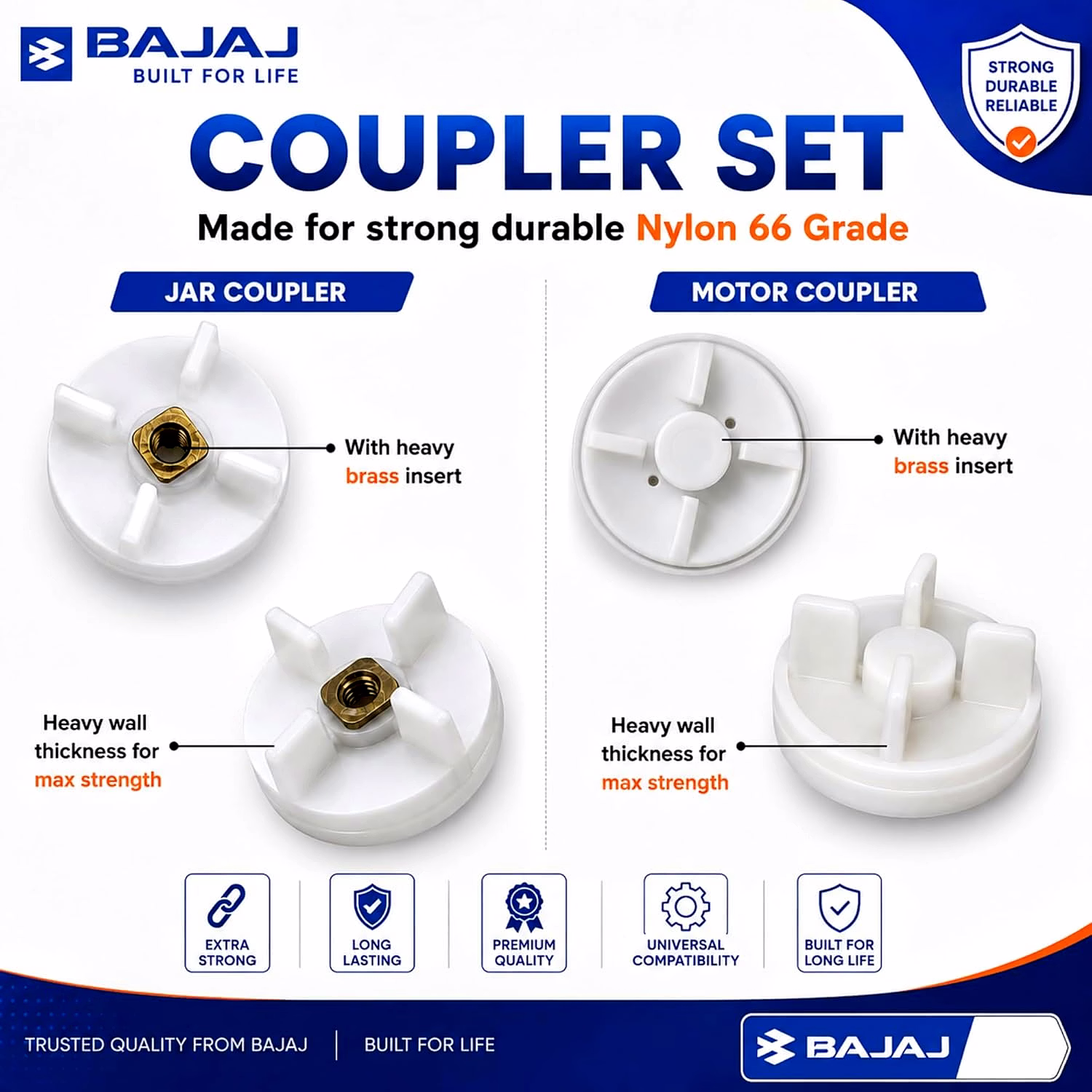 Bajaj Mixer Grinder Complete Coupler Set | 2 Jar Couplers + 2 Motor Couplers + 1 Chutney Blade | Compatible with Bajaj & MR,GX21, GX8, GX7 & Twister Mixer Grinders image 6
