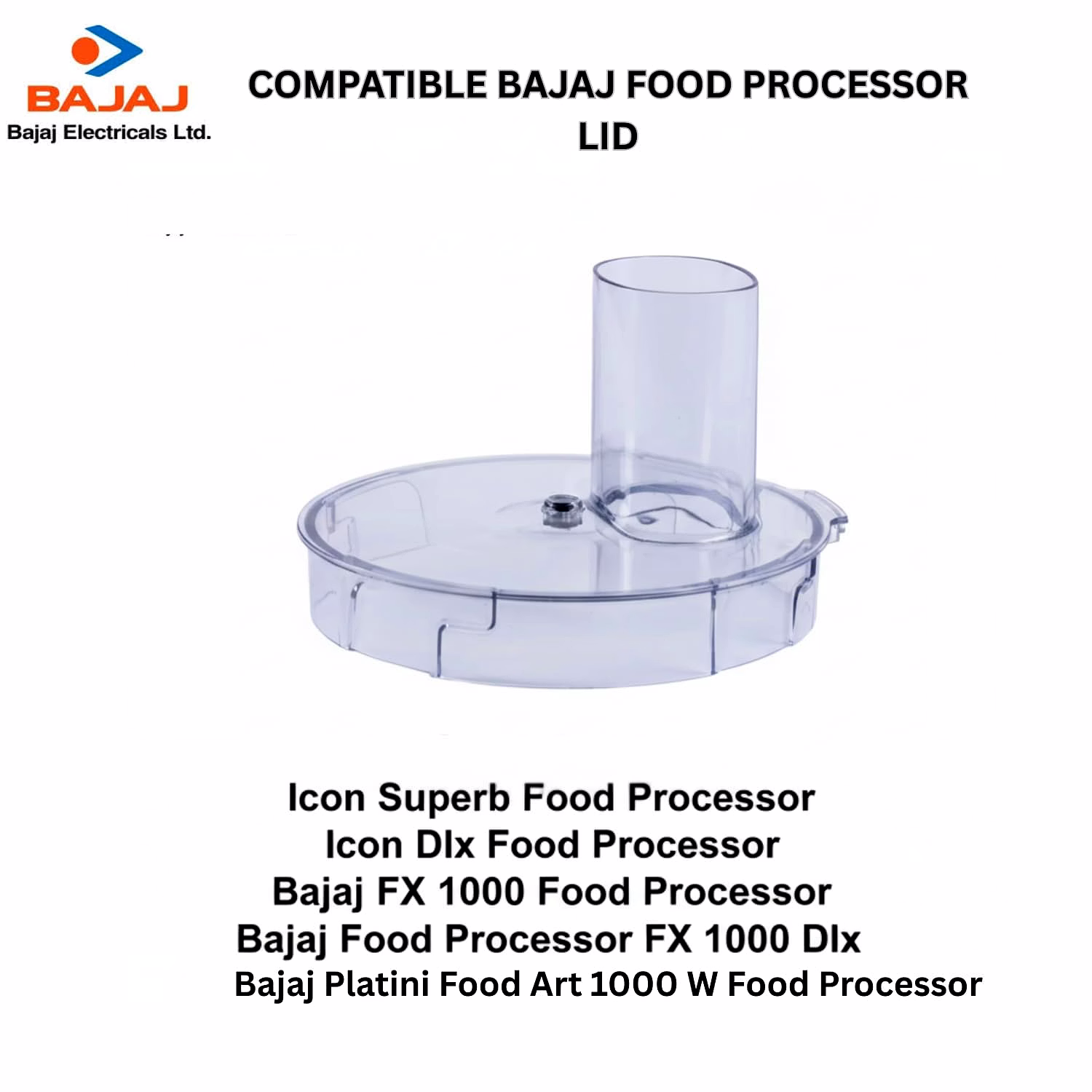 Bajaj Original Food Processor Lid, Clear with Black Handle, Compatible with FX1000 and Icon DLX Food Processor Models, ABS Plastic image 3