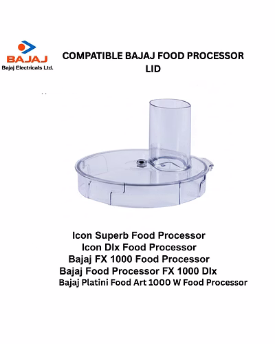 Bajaj Original Food Processor Lid, Clear with Black Handle, Compatible with FX1000 and Icon DLX Food Processor Models, ABS Plastic-2