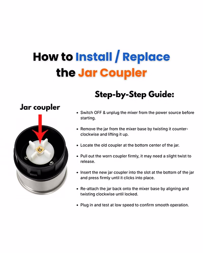 Bajaj Mixer Grinder Jar Coupler Pack of 3 | Compatible with Bajaj &amp; MR Mixer Grinder Jars | Replacement Jar Coupler Spare Par-3
