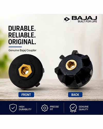 BAJAJ Original Motor Coupler for FX1000 Food Processor Mixer Grinder Pack of 2 Black with Brass Insert Diameter 27mm-1