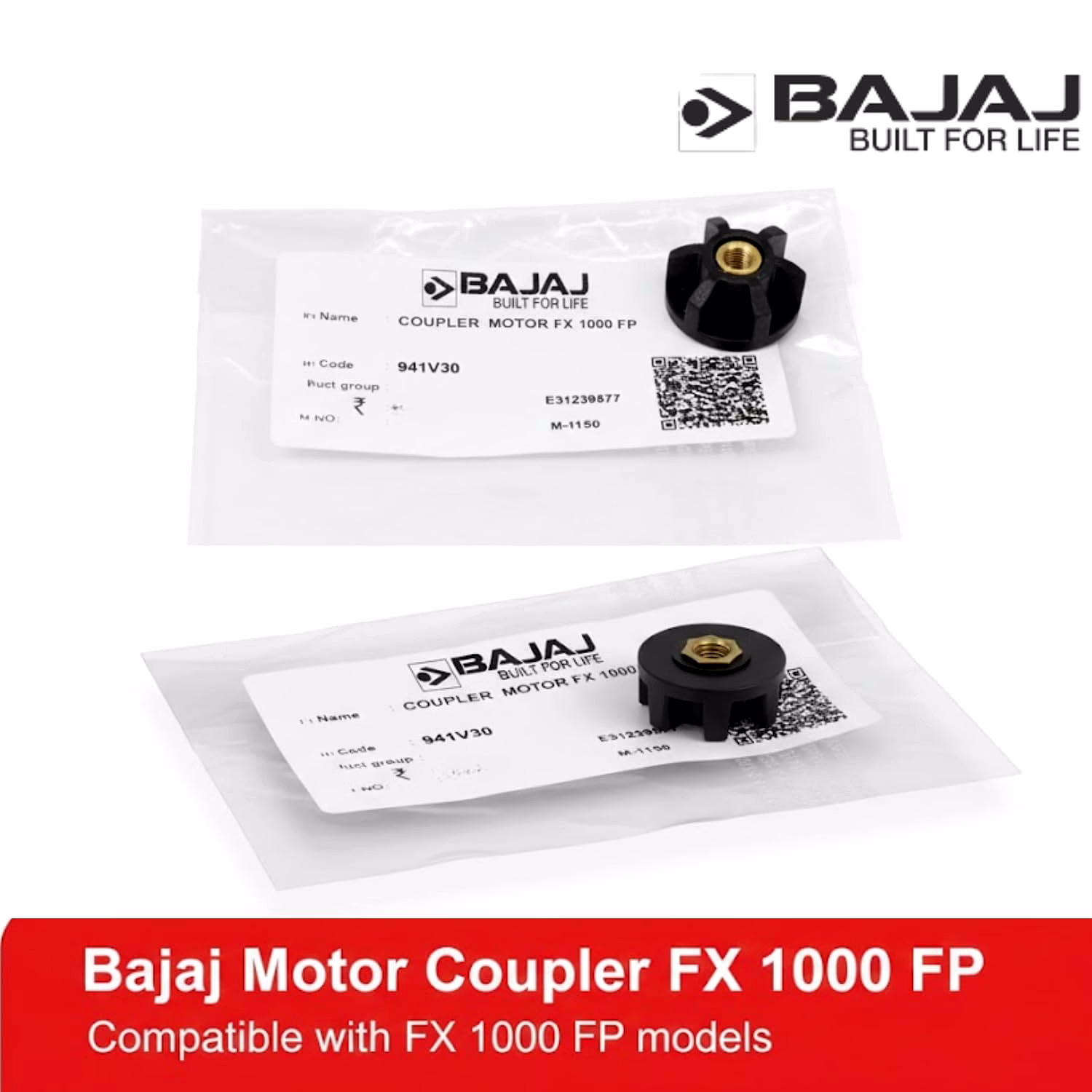 BAJAJ Original Motor Coupler for FX1000 Food Processor Mixer Grinder Pack of 2 Black with Brass Insert Diameter 27mm image 3