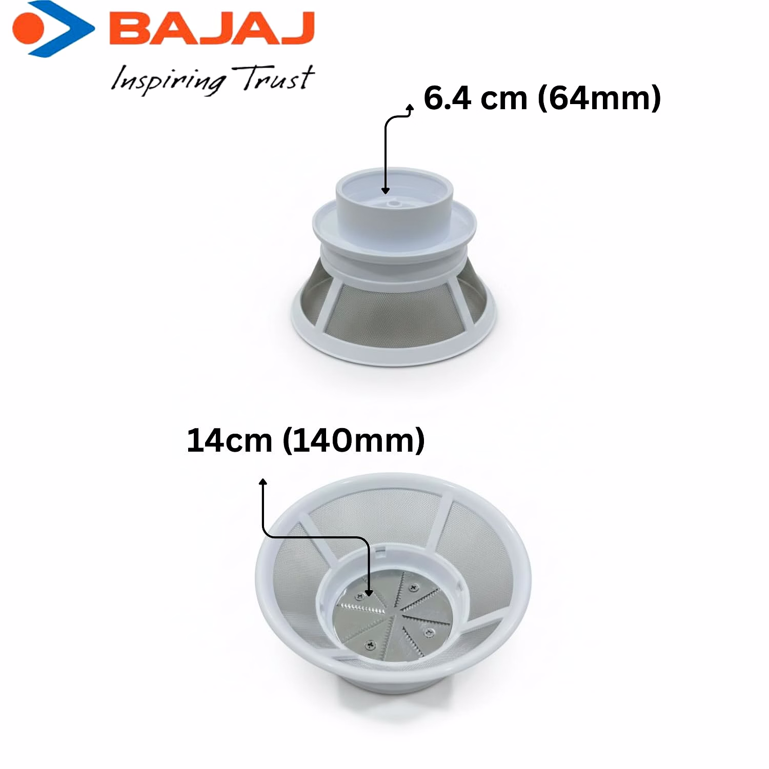 Bajaj Original Mesh Molded Filter for Juicer Mixer Grinder | White | 14 cm Diameter, 6.4 cm Height | Compatible with Bajaj JX9, JX4 Cutie & JMG Models | Genuine Replacement Part image 3