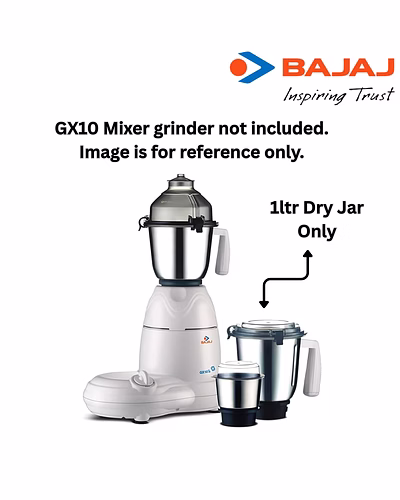 Bajaj Original GX10 Mixer Grinder Dry Jar | 1 Litre Capacity | White | Replacement Dry Grinding Jar with Lid-2