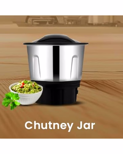 Bajaj Original 400 ml Chutney Jar Assembly for REX DLX NINJA Mixer Grinder | Genuine Stainless Steel Spare Jar | Compatible with REX DLX NINJA MG &amp; Similar Models-1