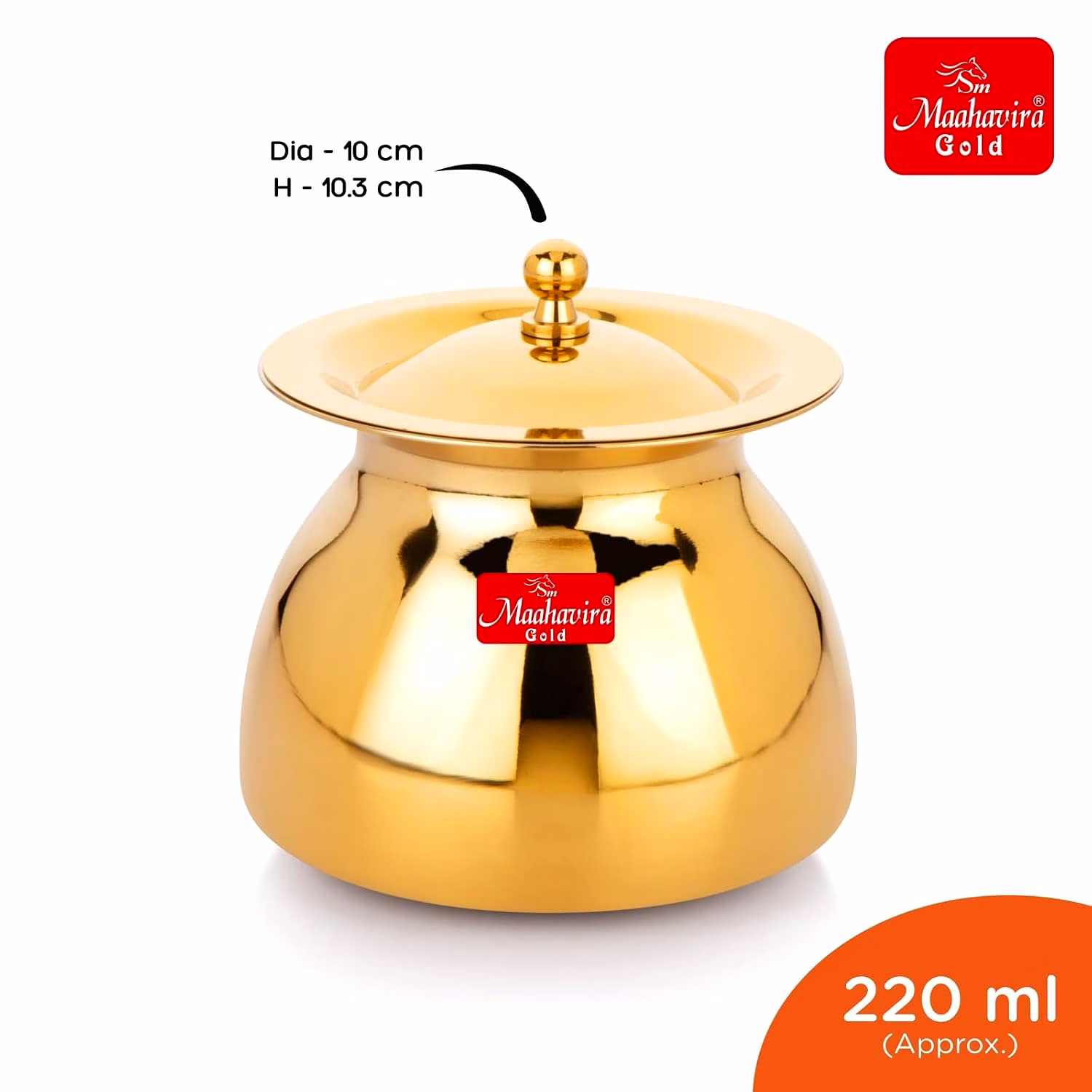 Maahavira Gold Iconic Sartaj 18g Stainless Steel Gold PVD Ghee Pot with Spoon, Oil Pot, Multipurpose Container for Kitchen & Dining image 3