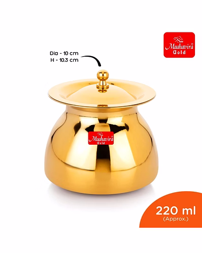 Maahavira Gold Iconic Sartaj 18g Stainless Steel Gold PVD Ghee Pot with Spoon, Oil Pot, Multipurpose Container for Kitchen &amp; Dining-2