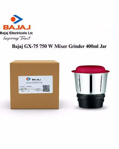 Bajaj Original 400ml Chutney Jar Assembly for GX75 Mixer Grinder | Genuine Stainless Steel Spare Jar | Compatible with GX75 MG &amp; Similar Models-2
