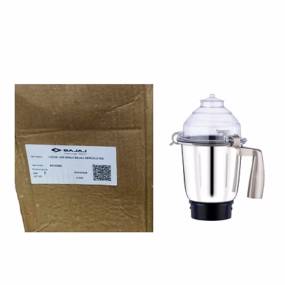 bajaj original 1.5 litre liquid jar assembly for herculo mixer grinder | genuine stainless steel spare jar | compatible with bajaj herculo mg & similar models